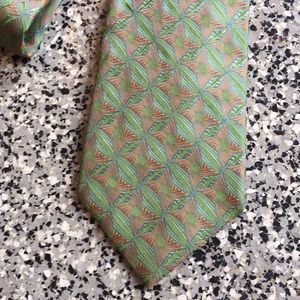 Faberge green & pink geometric silk tie